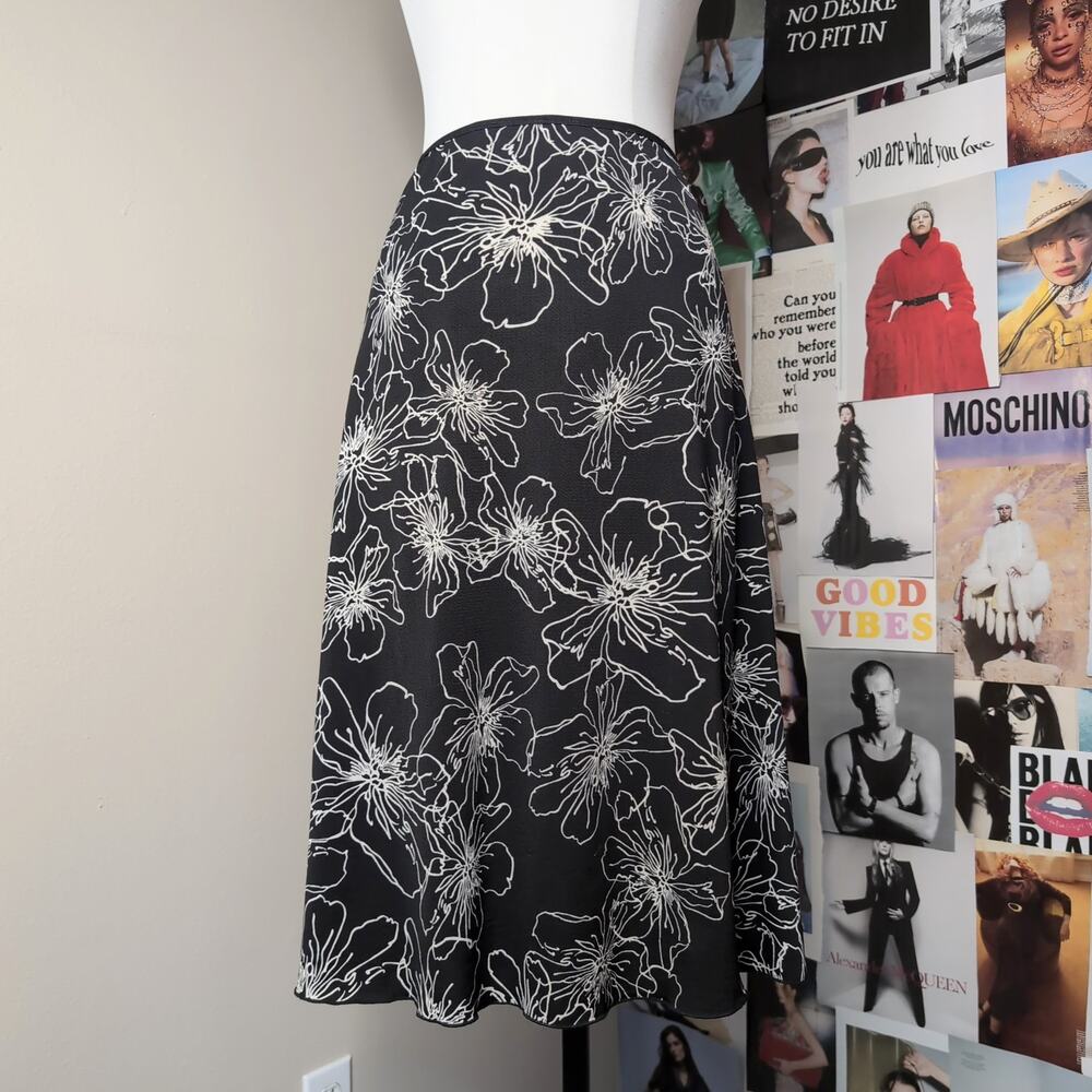 Vintage Black and White Floral Skirt